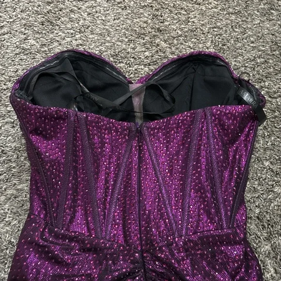 Sparkle Strapless hoco Dress in Deep Purple - Picture 2 of 6